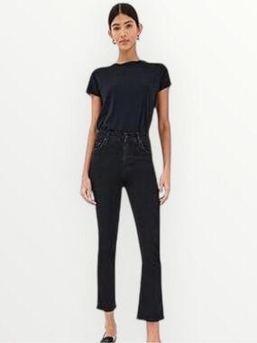 MOTHER insider crop not guilty kick flare jeans black denim size 26